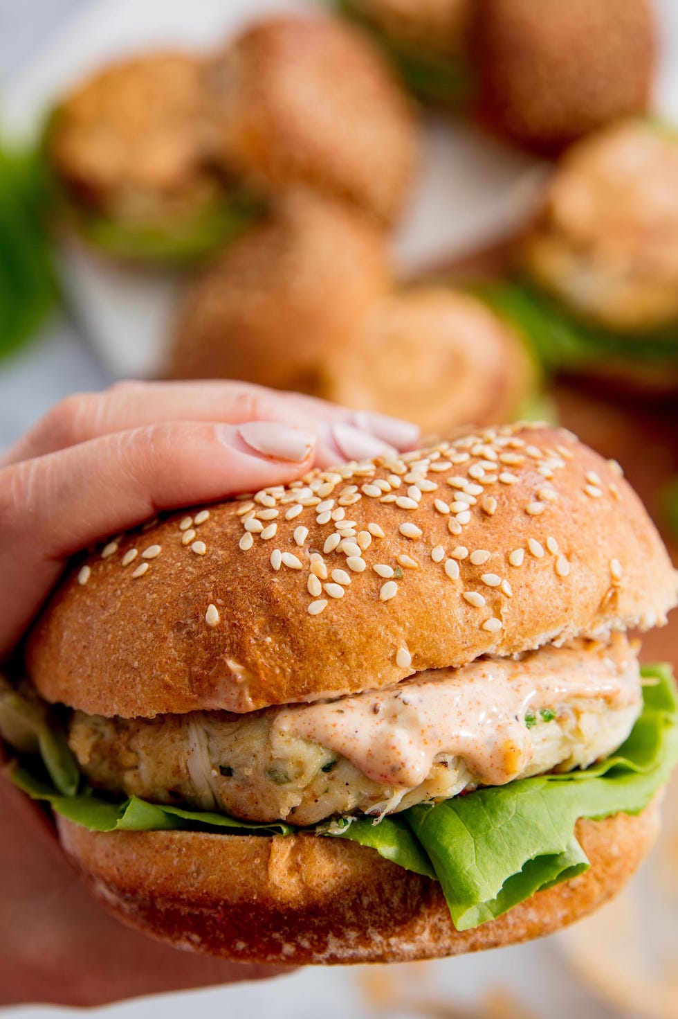 crab cake burgers vertical