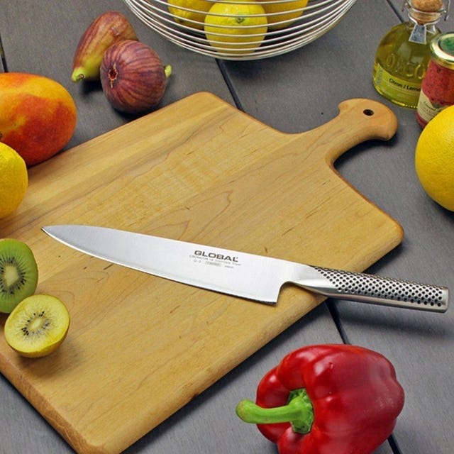 Knife, Food, Kitchen knife, Cutting board, Kitchen utensil, Tableware, Cutlery, Vegetable, Tool, Vegetarian food, 