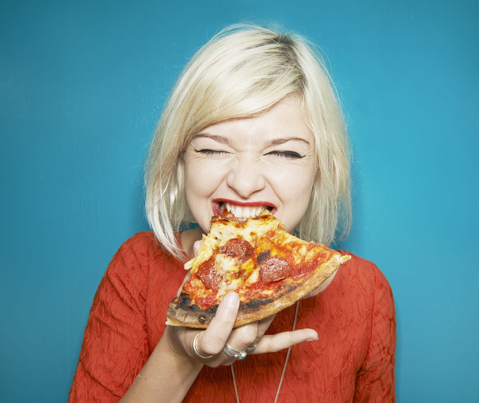 Eating, Junk food, Food, Fast food, Food craving, Cuisine, Dish, Mouth, Blond, Vegetarian food, 