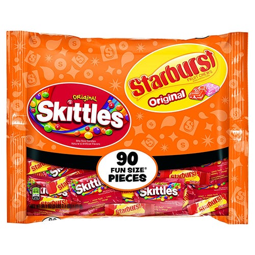 Skittles and Starburst Original Candy Bag Fun Size Pieces