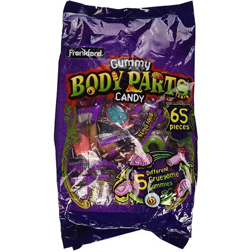 Frankford Gummy Body Parts Candy 65 Pieces Halloween Individually Wrapped
