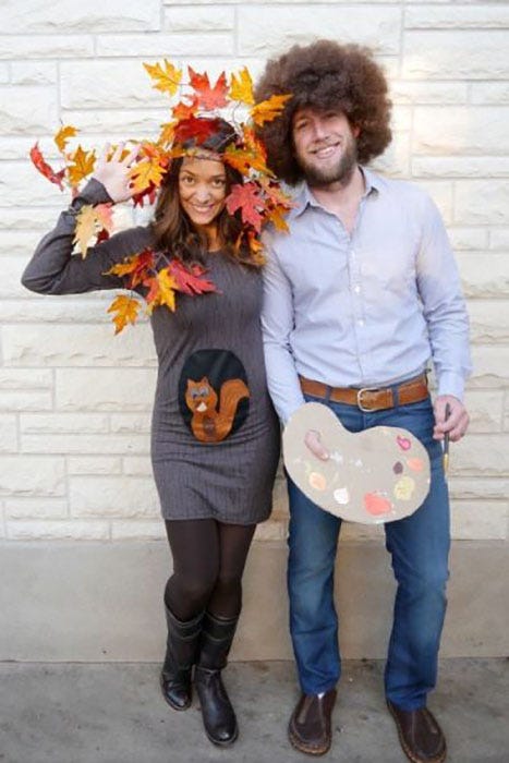 Bob Ross happy little tree couples Halloween costume