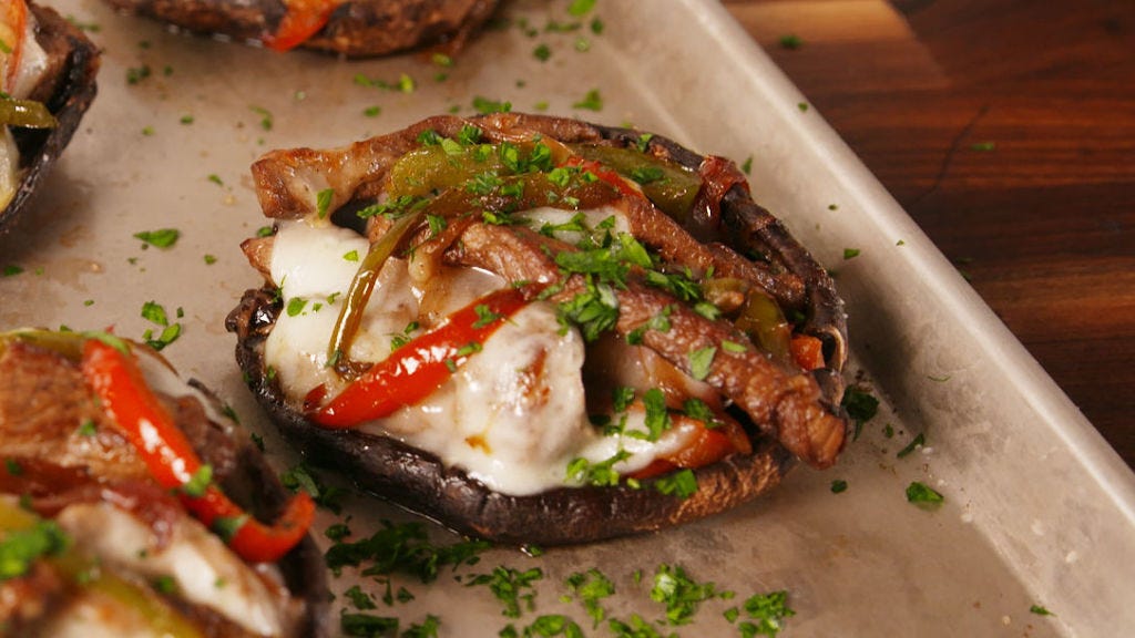 Video player poster image preview for You Won't Miss The Carbs In These Philly Cheesesteak Portobellos