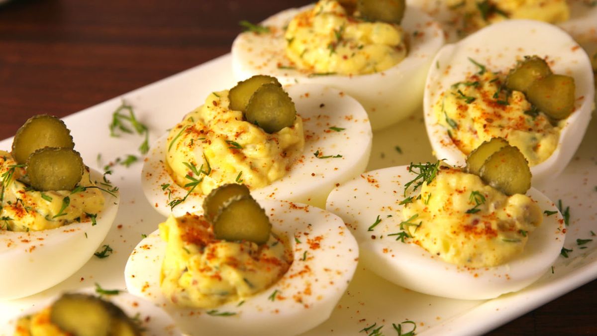 preview for Every Party Needs Dill Pickle Deviled Eggs
