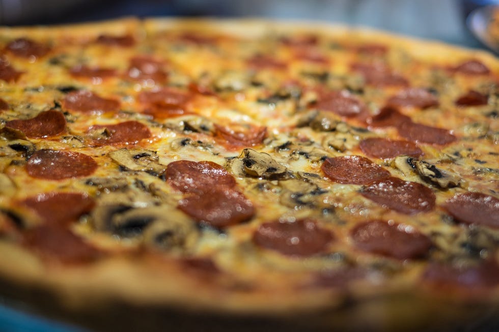 Dish, Food, Cuisine, Pizza, Ingredient, Sicilian pizza, Tarte flambée, California-style pizza, Quiche, Baked goods, 