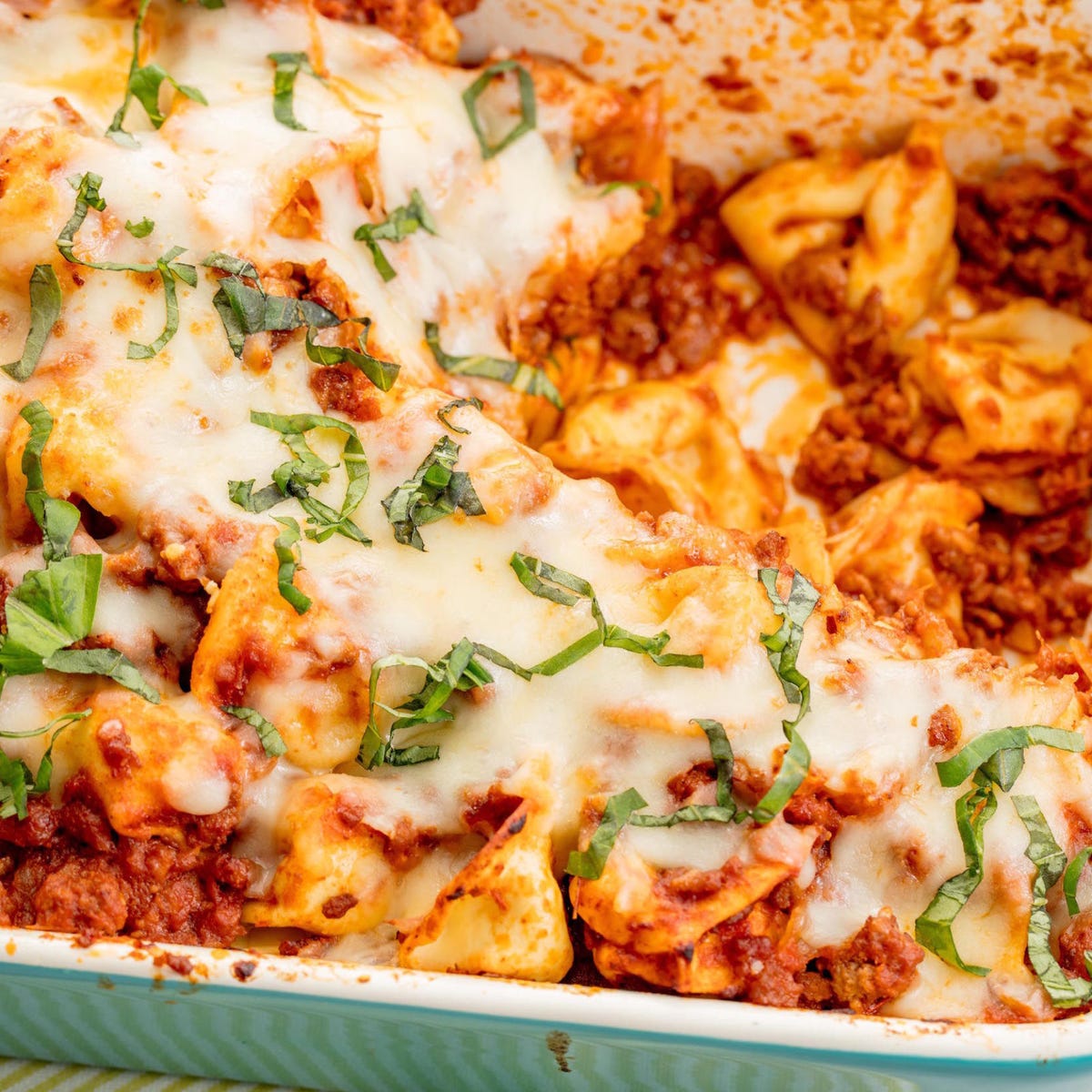 image of Bolognese Baked Tortellini recipe by Delish