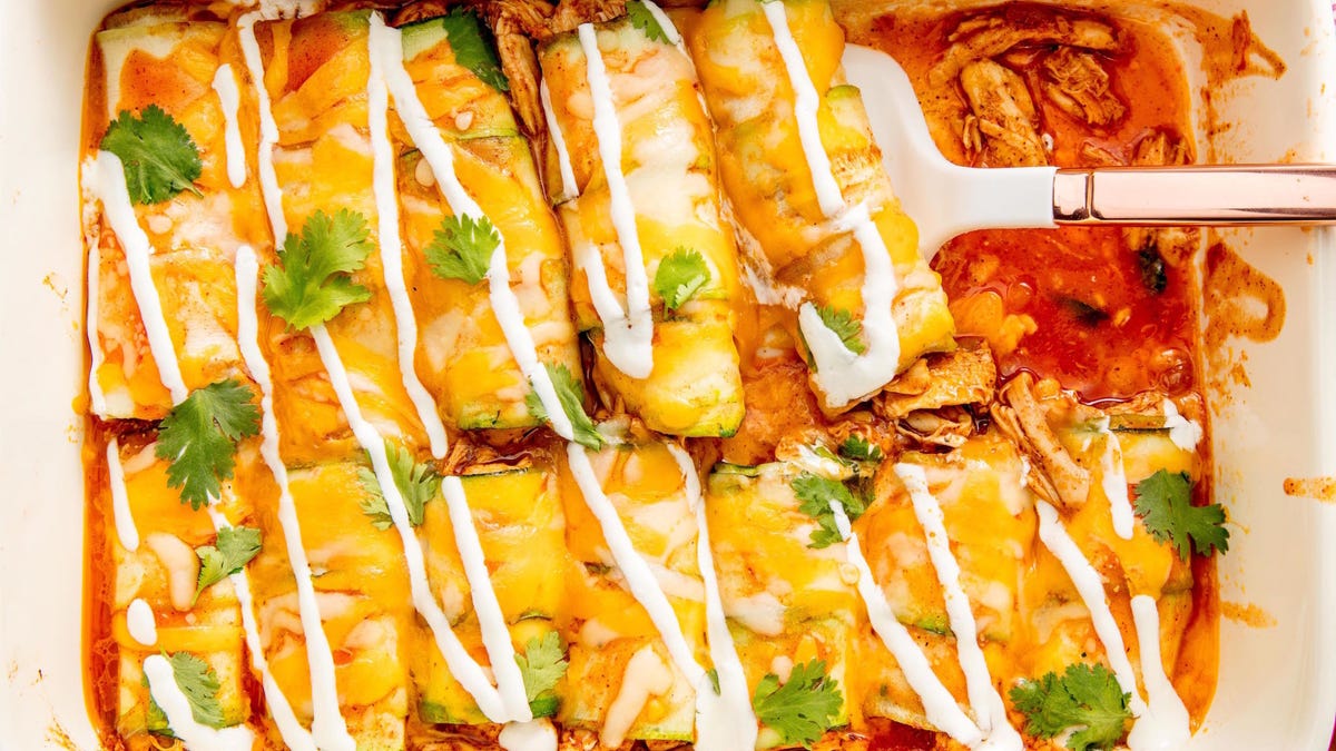 Video player poster image preview for You Can Turn Zucchini into Zucchini Enchiladas with this Low-Carb Trick!