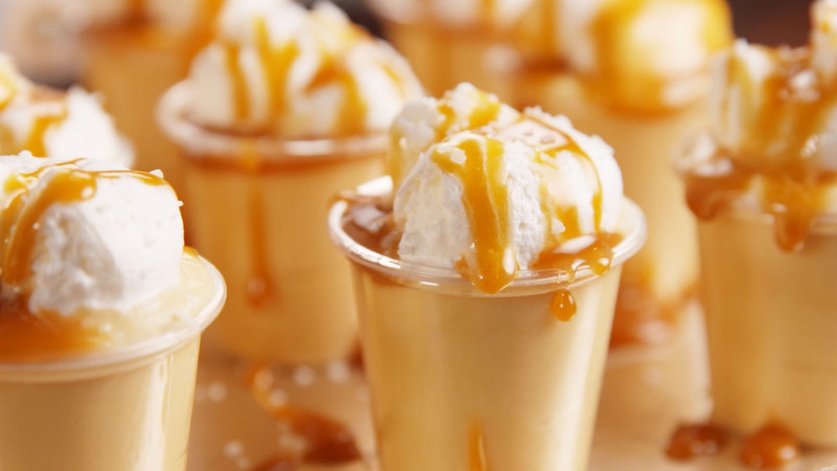 Video player poster image preview for Salted Caramel Pudding Shots Double As Dessert