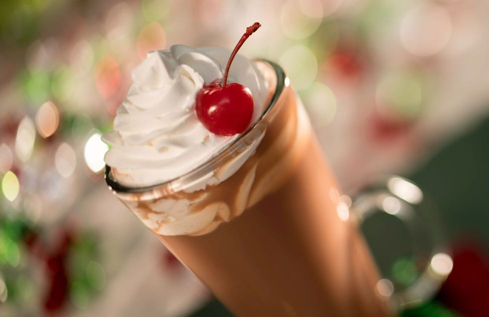 Food, Milkshake, Cream, Cherry, Sweetness, Dessert, Whipped cream, Drink, Non-alcoholic beverage, Frozen dessert, 