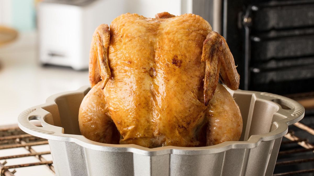 preview for This Bundt Pan Roast Chicken is the Most Important Cooking Hack of all Time!