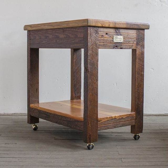 Furniture, Table, End table, Hardwood, Nightstand, Drawer, Wood, Wood stain, Kitchen cart, Rectangle, 