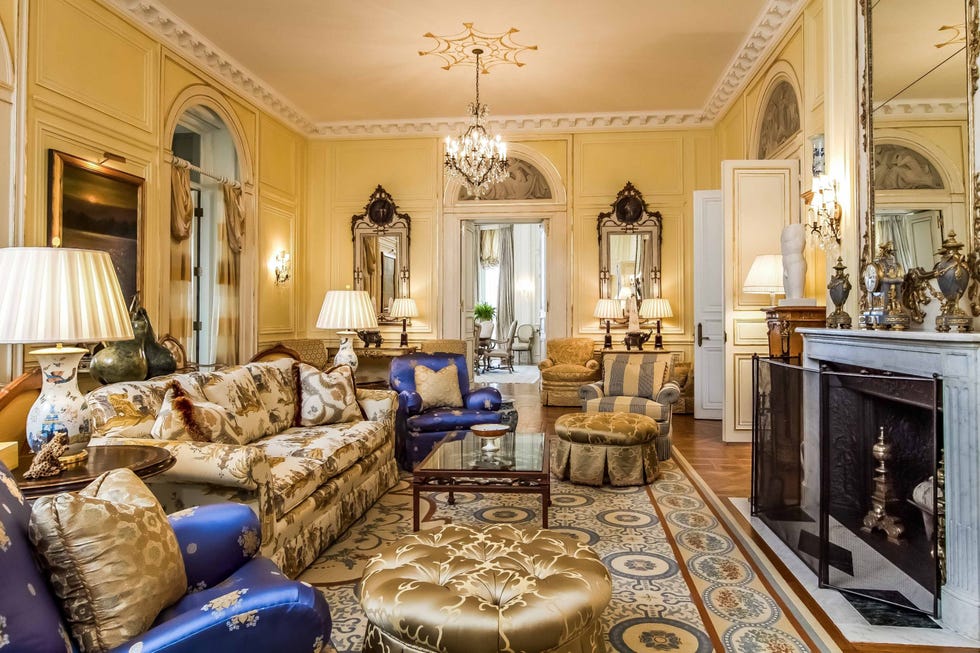 Living room, Room, Interior design, Property, Furniture, Blue, Building, Ceiling, Yellow, Real estate, 