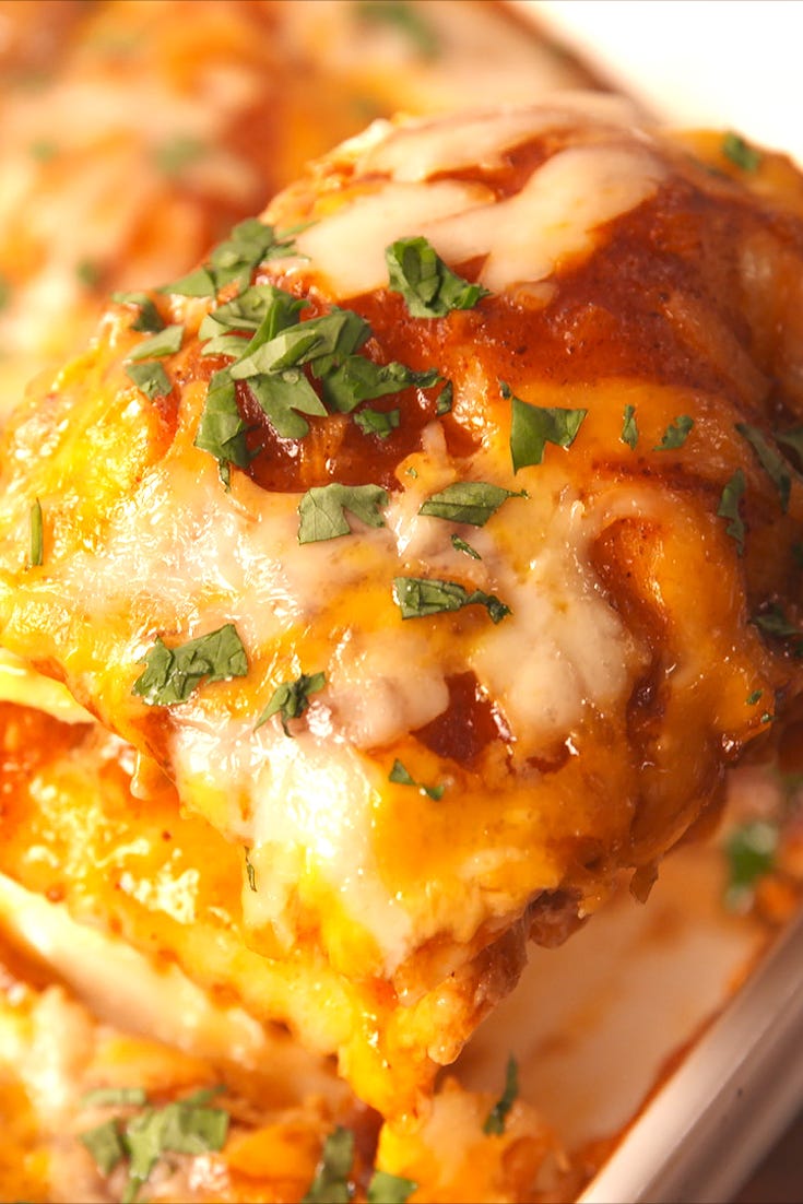 Chicken Enchilada Ravioli Bake