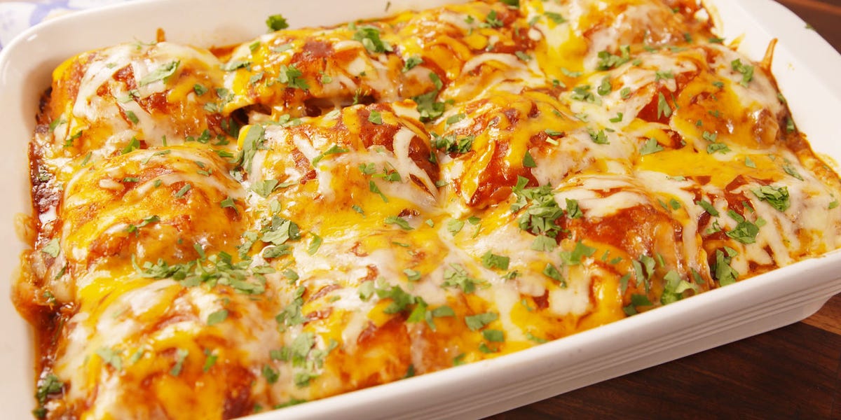 Chicken Enchilada Ravioli Bake