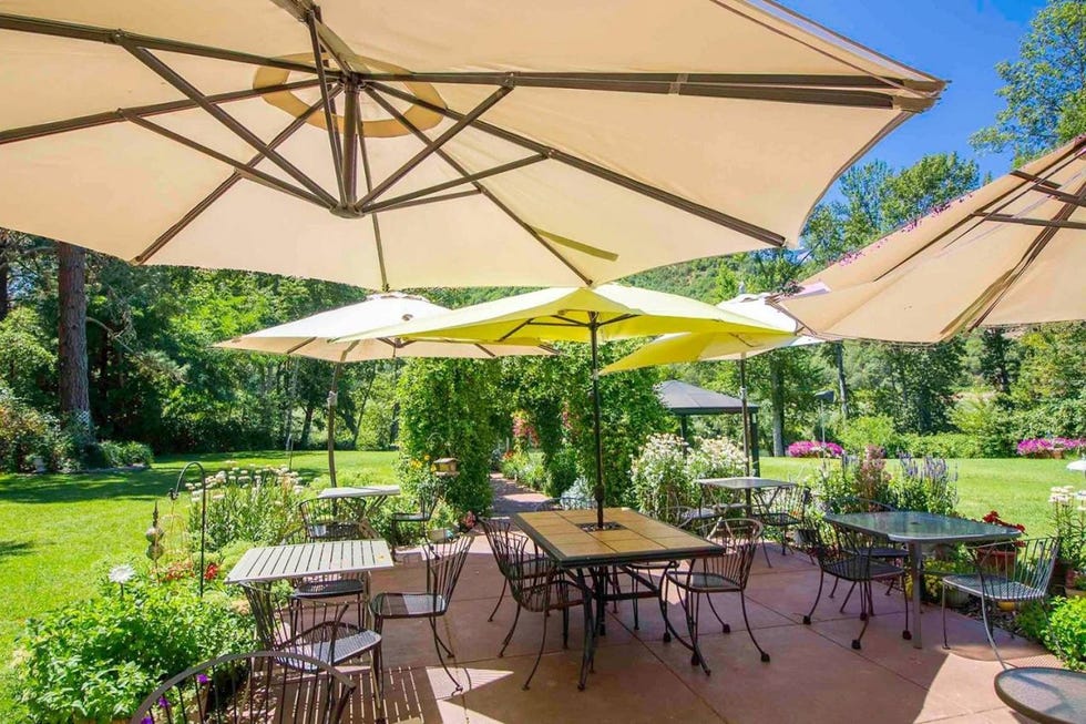 Umbrella, Property, Patio, Shade, Roof, Real estate, Building, Canopy, Backyard, Table, 