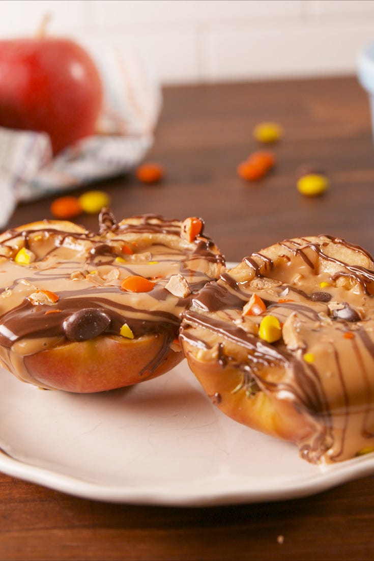 peanut butter stuffed apples vertical