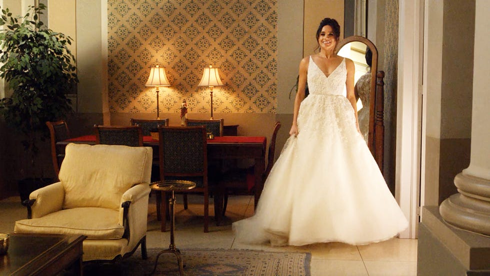 Gown, Wedding dress, Dress, Bride, Clothing, Bridal clothing, Photograph, Shoulder, Bridal party dress, Bridal accessory, 