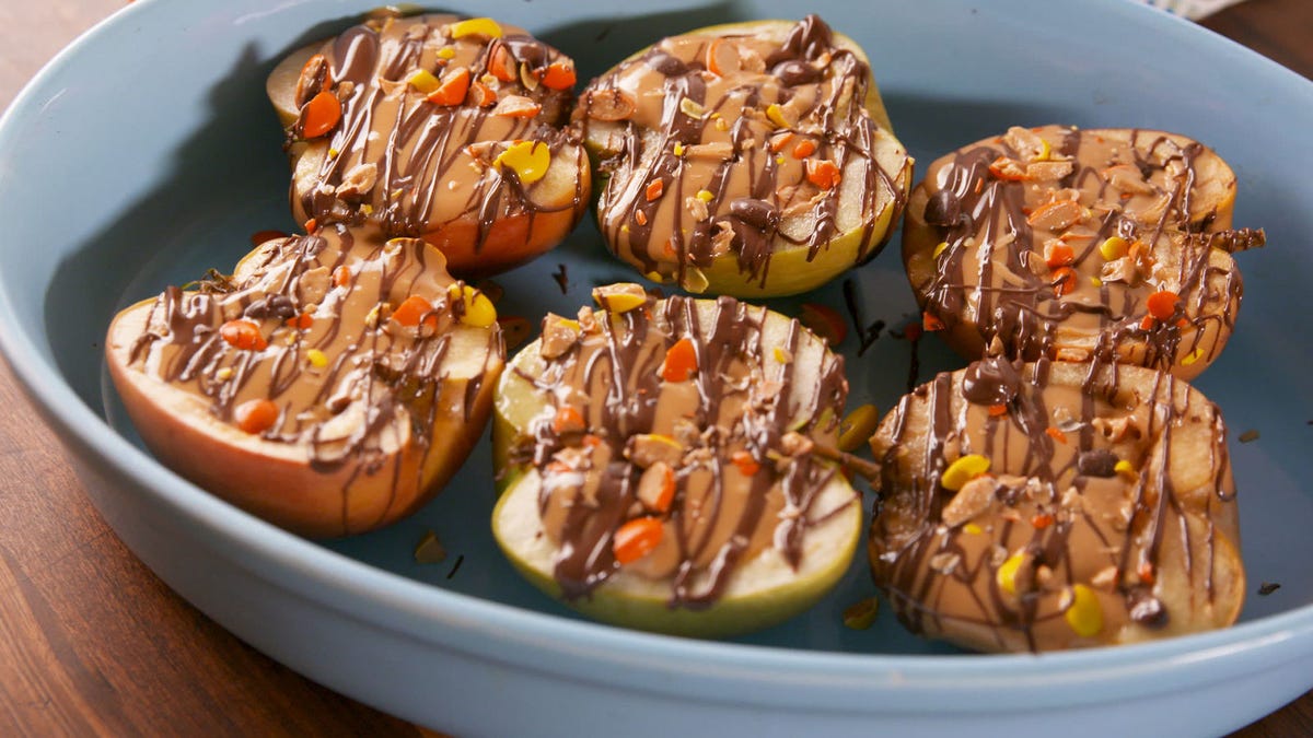 Video player poster image preview for These Peanut Butter Apples Are SUPER Decadent