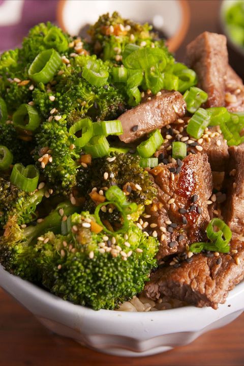 beef and broccoli buddha bowls