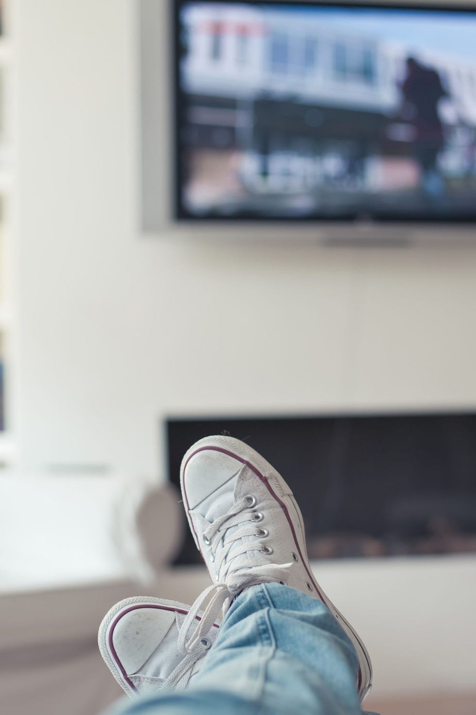 Blue, White, Footwear, Shoe, Yellow, Leg, Jeans, Sitting, Room, Photography, 