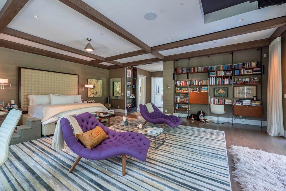 Room, Property, Interior design, Living room, Furniture, Ceiling, Building, Home, House, Purple, 