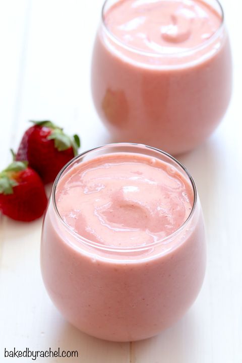 Food, Strawberry, Smoothie, Health shake, Milkshake, Strawberries, Vegetable juice, Strawberry juice, Drink, Ingredient, 