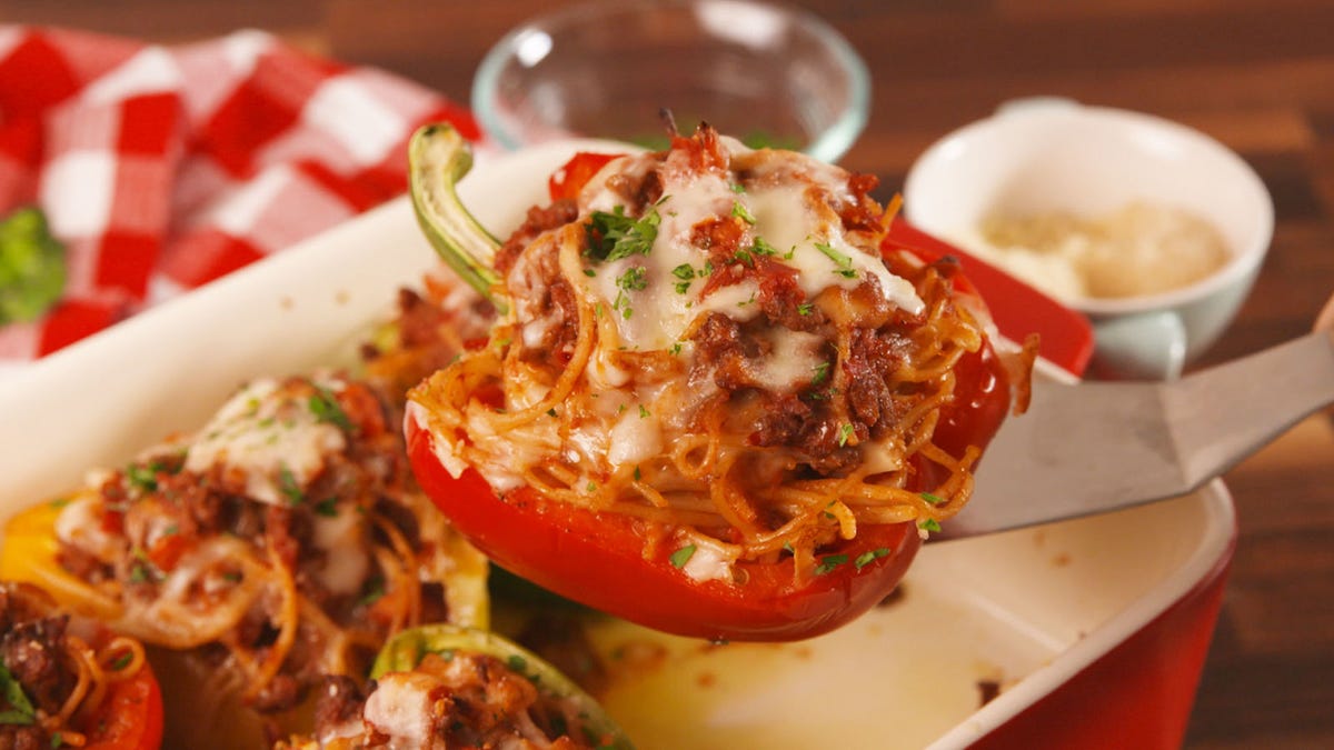 preview for Spaghetti Stuffed Peppers Are The Ultimate Weeknight Dinner