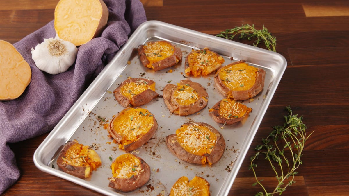 preview for These Smashed Sweet Potatoes Are Insanely Good