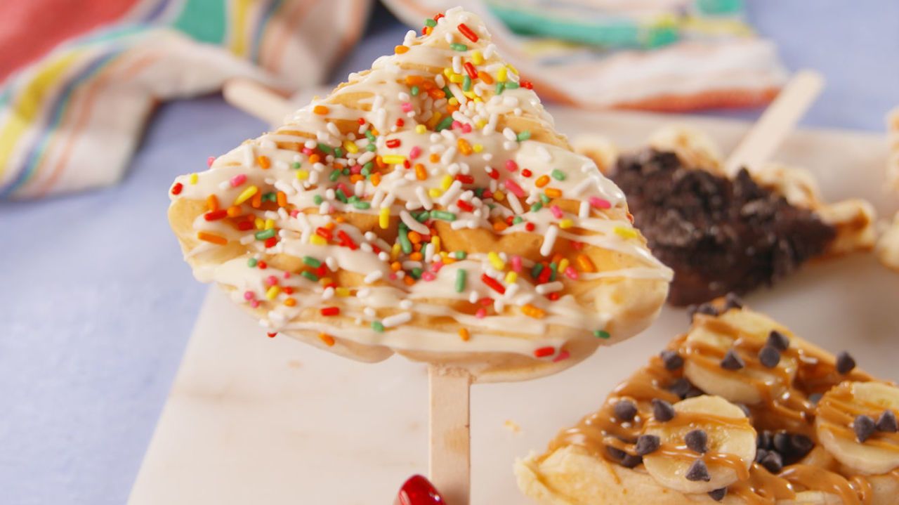 Mini Waffle Pops with Candy Sprinkles Recipe