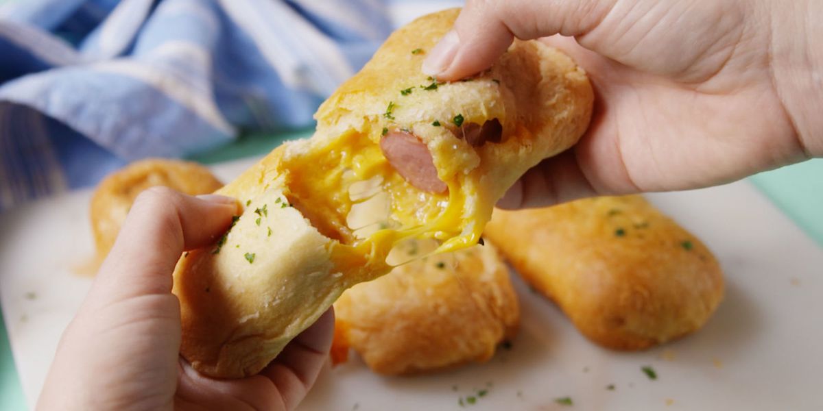 Best Cheesy Hot Dogs In A Blanket Recipe - How to Make Cheesy Hot Dogs