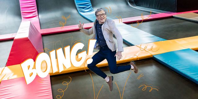 Bill Gates on a trampoline