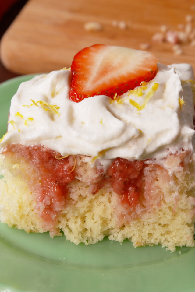 strawberries 'n cream poke cake vertical