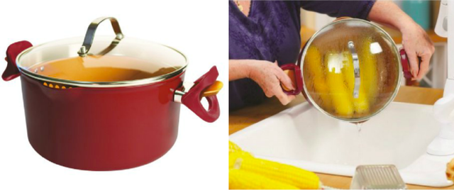 Pasta Pot with Strainer Lid- 5-Quart- Red