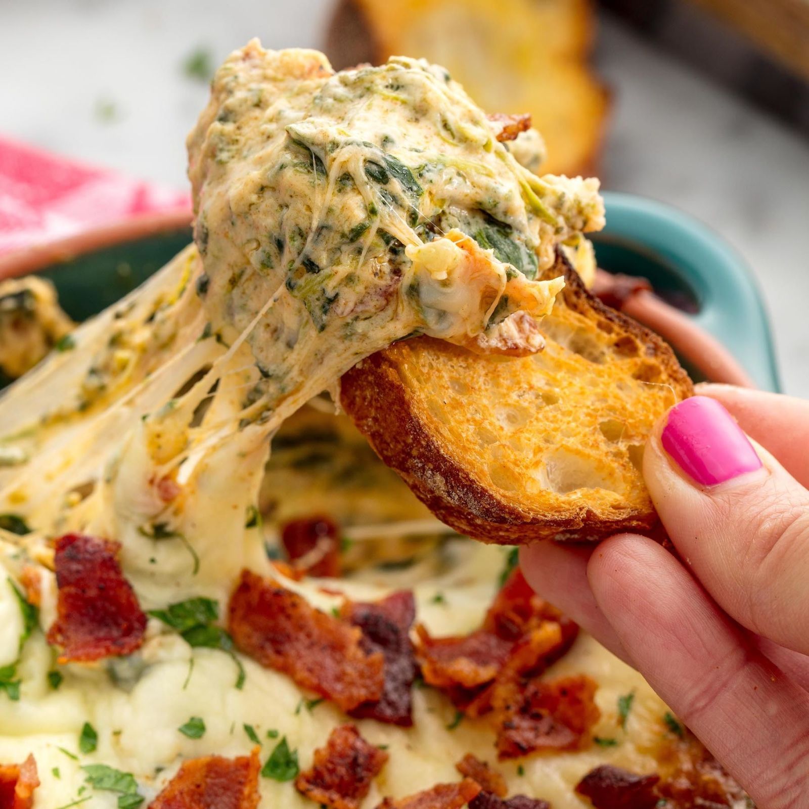 Cheesy Bacon Spinach Dip Will Be Gone In Seconds