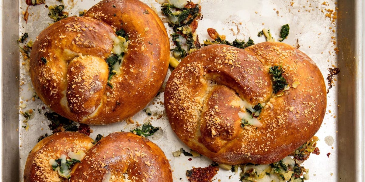 Spinach Artichoke Stuffed Pretzels