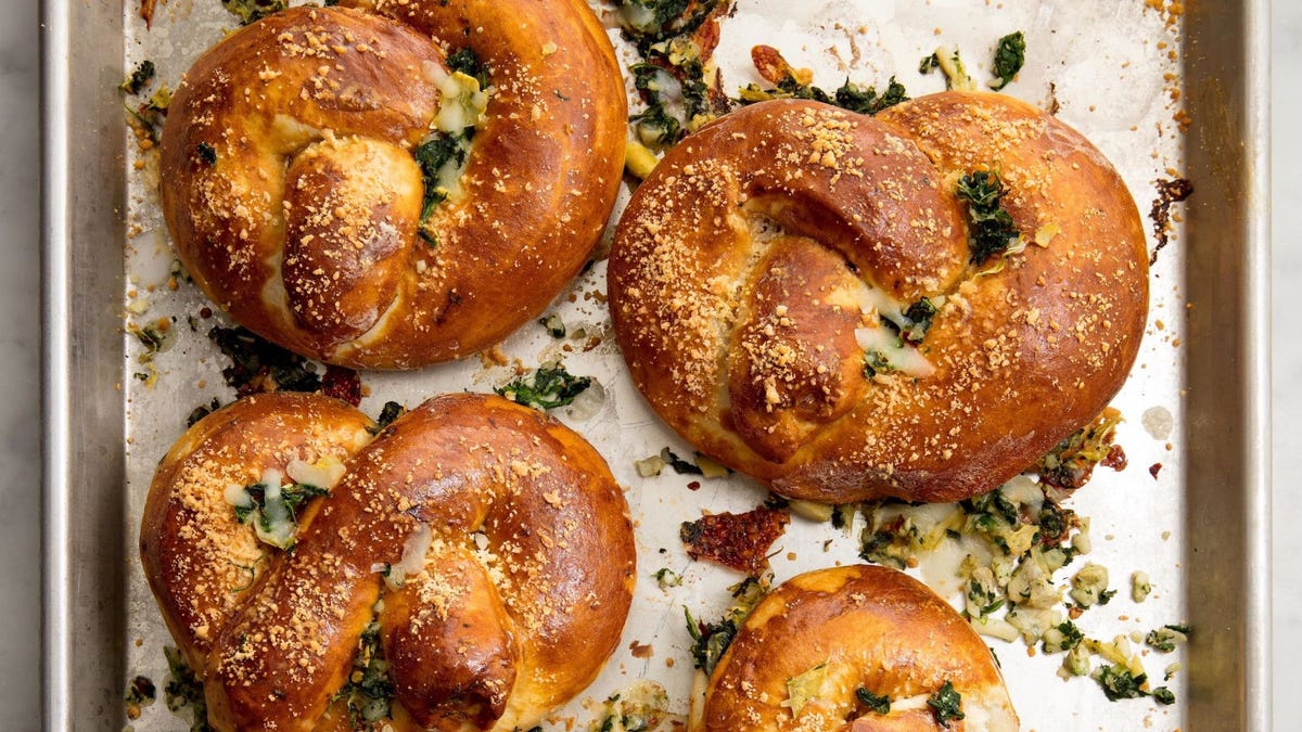 Video player poster image preview for When Pretzels Meet Spinach Artichoke Dip...