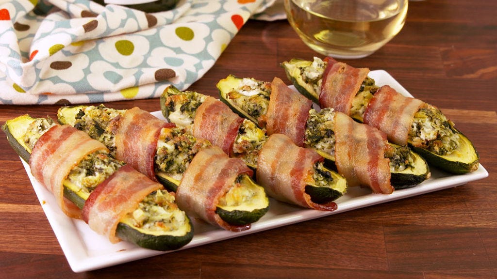 Video player poster image preview for Zucchini Is Good, Bacon Wrapped Zucchini Is Great.