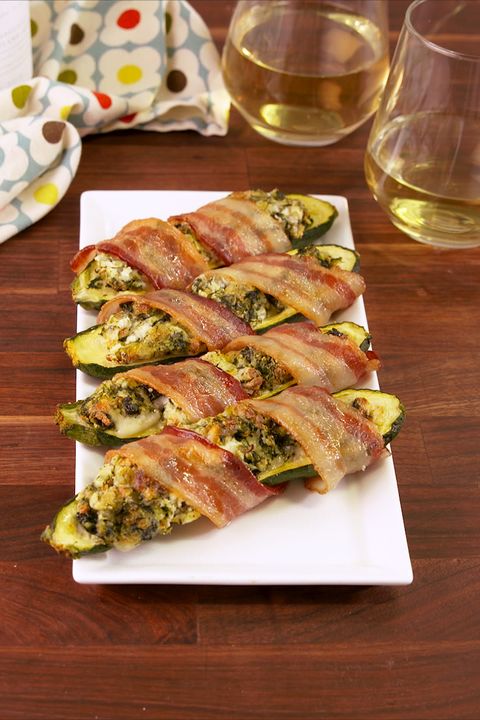 bacon wrapped stuffed zucchini
