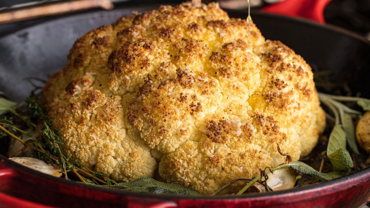 preview for Even Carnivores Will Want Seconds Of This Whole Roasted Thanksgiving Cauliflower!