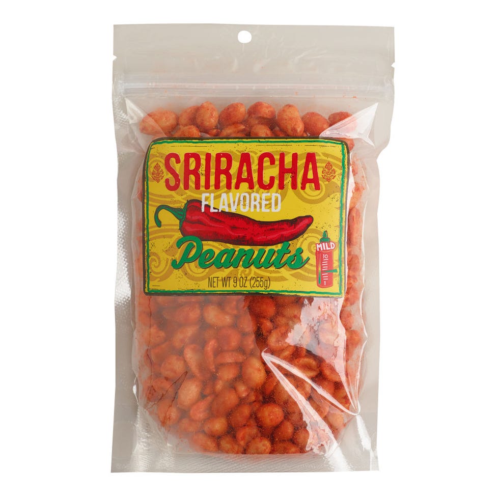 <p>Sriracha? <em>Good.</em> Peanuts? <em>Good.</em> Sriracha-flavored beer nuts of my dreams? <em>Yes!</em></p>

<p><strong>World Market Sriracha Peanuts, <em><a href="http://www.worldmarket.com/product/world+market%26reg-+sriracha+peanuts.do" target="_blank">worldmarket.com</a></em></strong></p>