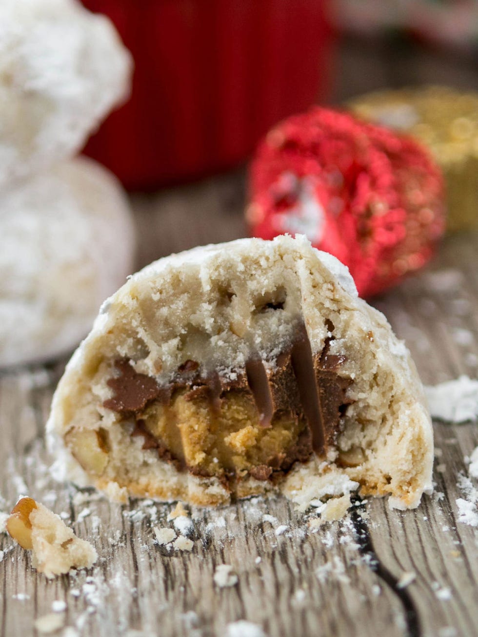 <p>We searched high and low for the perfect Reese's stuffed cookie, and we finally found it. The combination of the crumbly, shortbread texture with the thick, creamy chocolate-peanut butter candy is to <em>die</em> for.</p>
<p><strong>Get the recipe from <a href="http://www.crazyforcrust.com/2011/12/stuffed-snowballs/">Crazy for Crust</a>.</strong></p>