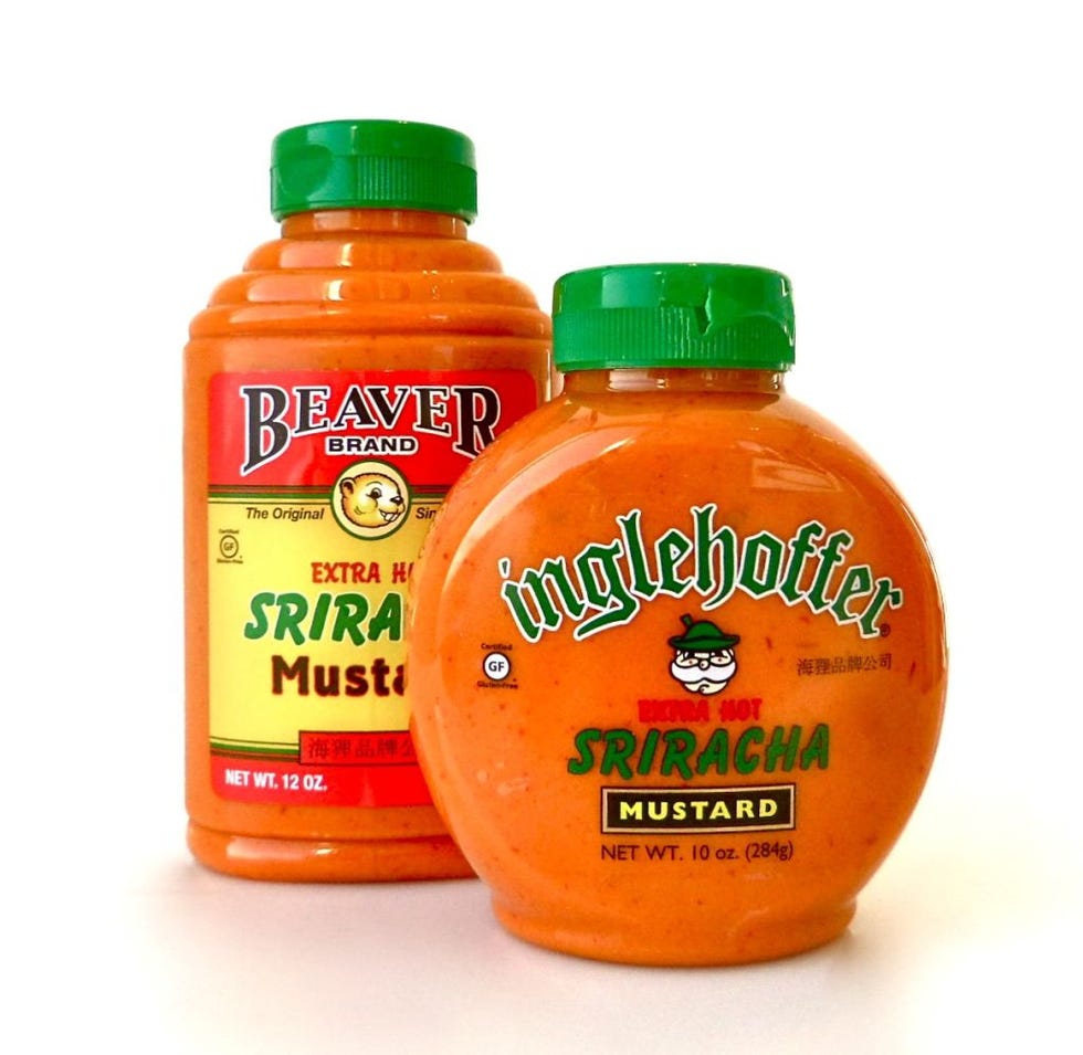 <p>Keep an eye out for this kicked-up condiment (it's marketed under two names, but it's the same formulation), which is hitting shelves just in time for hot dog season! </p>
<p><strong>Inglehoffer/Beaver Brand Extra Hot Sriracha Mustard,<em><a href="http://beavertonfoods.com/" target="_blank">beavertonfoods.com</a></em></strong></p>