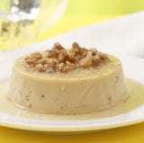 Vanilla Bean Flans with Agave Syrup & Caramelized Walnuts