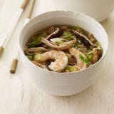 <p>Some broths are more complicated than just meat or veggie, and the broth that stands in as the base in this soup is one of those that defies simple categorization. Shrimp and pork simmer with soy sauce and store-bought dashi powder (a Japanese stock base usually made of kelp and/or dried sardine or bonito flakes) for an irresistibly savory, umami-filled version. And whatever the starting point for your favorite homemade stock or broth, clarity is how its quality is determined. To get the clearest broth possible, start by filling your stock pot with cold water, keep it at a very low simmer, and skim fat and other impurities off the top with a small ladle as needed.</p>
<p><b>Recipe: </b><a href="/recipefinder/warm-soba-pork-shrimp-cabbage-recipe" target="_blank"><b>Warm Soba with Pork, Shrimp, and Cabbage</b></a></p>