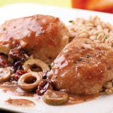 <p>This sweet and salty sauce with dried cherries and port is wonderful over succulent chicken thighs. Feel free to substitute cranberry juice cocktail for port, which is a fortified wine that provides an immediate depth of flavor.</p>
<br />
<p><b>Recipe: </b><a href="/recipefinder/chicken-thighs-green-olive-cherry-port-sauce-recipe-9331" target="_blank"><b>Chicken Thighs with Green Olive, Cherry, and Port Sauce</b></a></p>