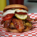 <p><em>BBQ bison burger gets a layer of smoked cheddar, jalapeño peppers, and BBQ sauce, Burger Me!, Truckee, CA, <a href="http://www.burgermetruckee.com/" target="_blank">burgermetruckee.com</a>.</em></p>