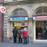 <p>Diners looking for a quick seafood meal often turn to Nordsee, which has more than 410 locations in Europe, Russia, and Dubai in three forms: seafood buffets, restaurants, and snack shops. Nordsee's menu includes fish entrées and even sushi.</p>

<p><a href="http://www.nordsee.com/en/" target="_blank">nordsee.com</a></p>