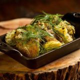 <p><b>Ember-roasted potatoes, $6</b></p><p>A childhood memory of tossing foil-wrapped potatoes on a campfire to cook in the coals inspired Vitaly Paley’s crushed, skin-on side dish.The Yukon Golds are charred in a wood-fired grill, cooled, then smashed and browned with butter and oil in a cast-iron skillet. They're seasoned with a sprinkle of dill, sea salt and persillade, and served in the skillet.</p><a href="http://www.imperialpdx.com/" target="_blank"><i>imperialpdx.com</i></a></p>