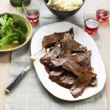 <p>Braising makes meat super tender and adds tons of flavor. All the taste comes from the richly flavored liquid the meat is cooked in — this recipe calls for red wine and reduced-sodium stock — a great combination if you're looking to keep salt at a minimum. Reduce the salt content of this dish even more by leaving out the added teaspoon and/or using a homemade stock — both tricks will keep sodium low and allow you to totally control the amount of salt in your favorite braised dishes.</p><p><b>Recipe:</b> <a href="/recipefinder/braised-brisket-red-wine-rosemary-recipe-rbk0311" target="_blank"><b>Braised Brisket with Red Wine and Rosemary</b></a></p>