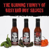<p>The California-based Stone Brewing Co., maker of Arrogant Bastard Ales, sells a trio of hot sauces made with their brews. Sold together, the trio costs $20 and includes Arrogant Bastard Ale Jalapeño Heat Sauce, OAKED Arrogant Bastard Ale Chipotle Hot Sauce (the oak wood used is said to give this sauce the flavors and aromas of vanilla and molasses), and Double Bastard Double Burn Habanero.</p>
<p><a href="http://stonecompanystore.com/store/product/2299/Burning-Trinity-of-Hot-Sauces/" target="_blank">stonecompanystore.com</a></p>